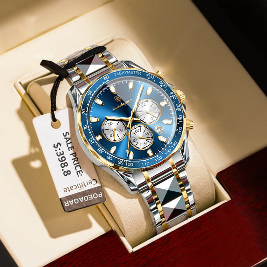 POEDAGAR Stainless Steel Man Watch